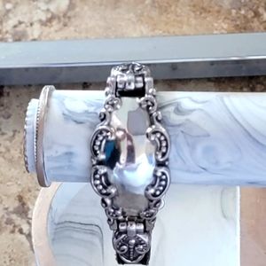 Brighton Silver and leather spoon design bracelet